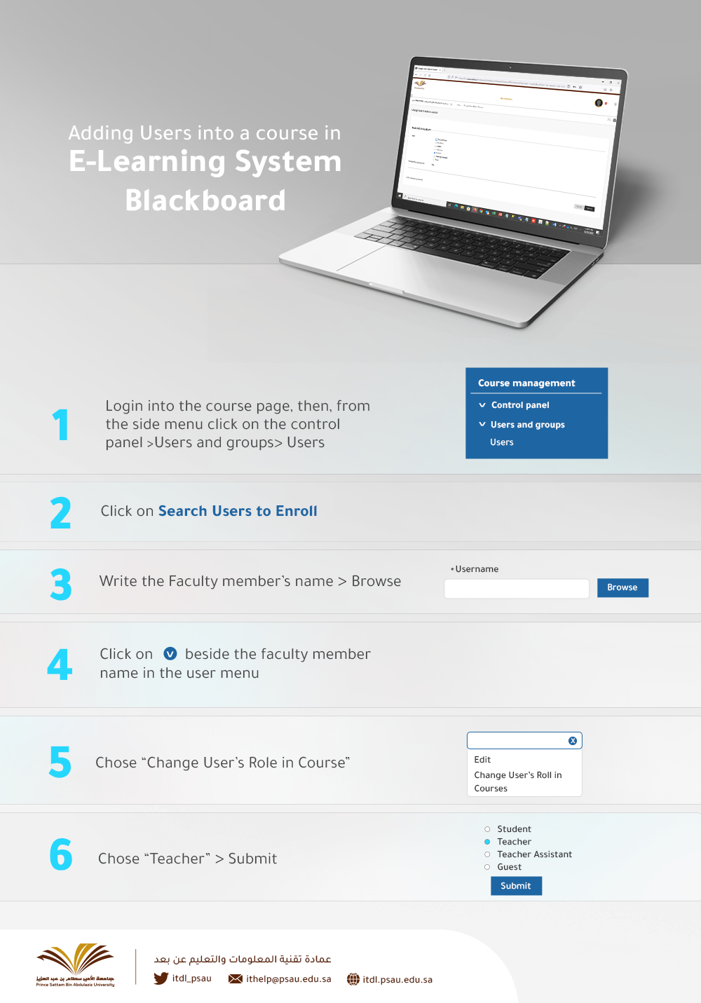 adding users into a course in E-Learning system blackboard